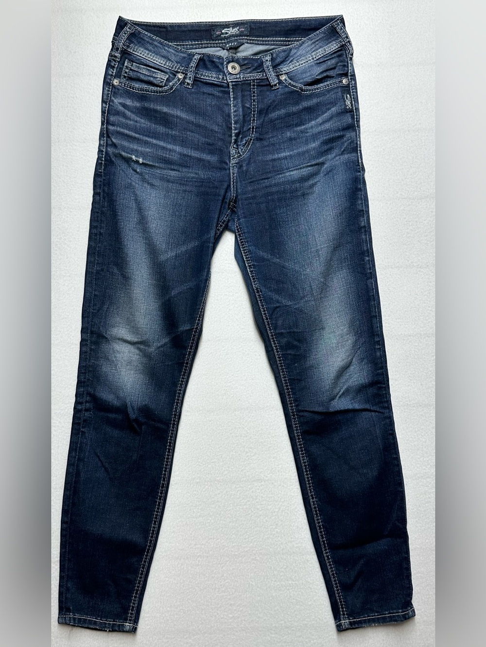 Silver Jeans Co Women’s Mazy Ankle Skinny Dark Wash W28 L27 Stretch Denim